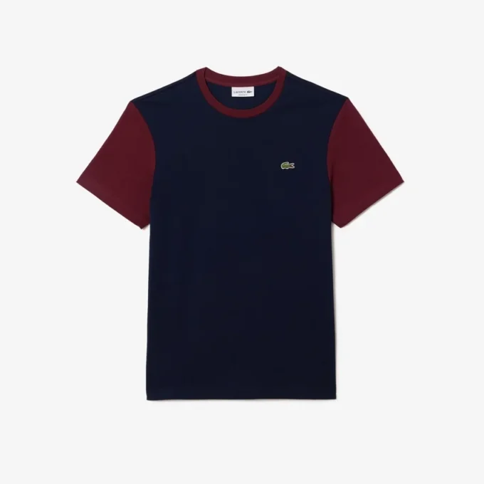 Męski T-shirt z bawełny o regularnym kroju z kontrastowymi wstawkami Męski T-shirt z bawełny o regularnym kroju z kontrastowymi wstawkami