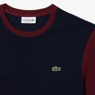 Męski T-shirt z bawełny o regularnym kroju z kontrastowymi wstawkami