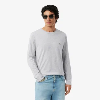 Męski T-shirt z długim rękawem z bawełny Pima