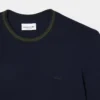 Męski T-shirt z elastycznego piqua w paski z kołnierzykiem Męski T-shirt z elastycznego piqua w paski z kołnierzykiem