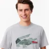 Męski T-shirt z grubej bawełny z nadrukiem krokodyla Męski T-shirt z grubej bawełny z nadrukiem krokodyla