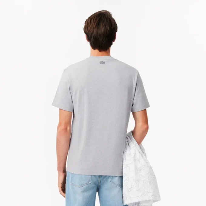 Męski T-shirt z grubej bawełny z nadrukiem krokodyla Męski T-shirt z grubej bawełny z nadrukiem krokodyla