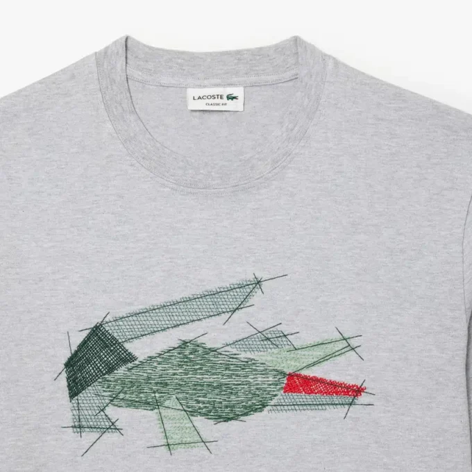 Męski T-shirt z grubej bawełny z nadrukiem krokodyla Męski T-shirt z grubej bawełny z nadrukiem krokodyla