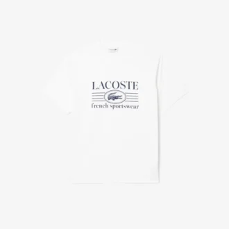 Męski T-shirt z nadrukiem z bawełny o klasycznym kroju