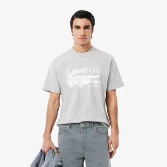 Męski T-shirt z nadrukiem z bawełny o klasycznym kroju
