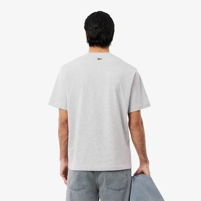 Męski T-shirt z nadrukiem z bawełny o klasycznym kroju