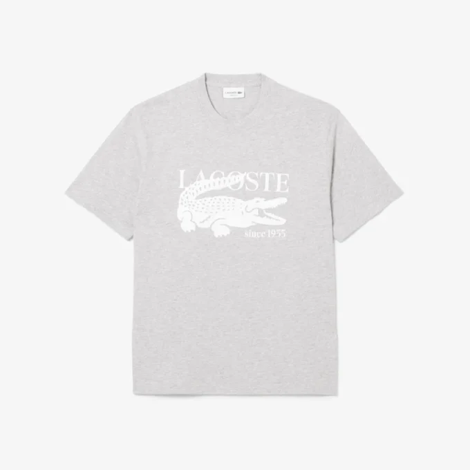 Męski T-shirt z nadrukiem z bawełny o klasycznym kroju