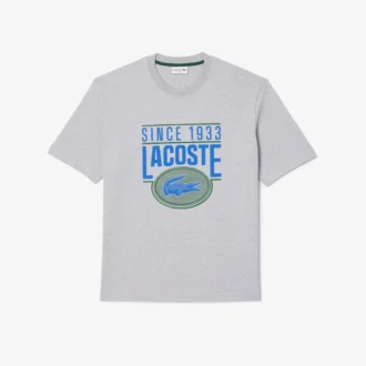 Męski T-shirt z nadrukiem z grubej bawełny o luźnym kroju