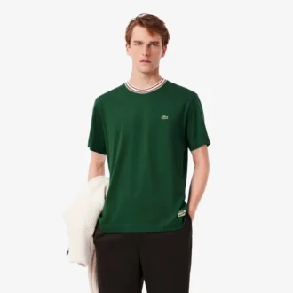Męski T-shirt z paskiem w szyi, wyprodukowany we Francji