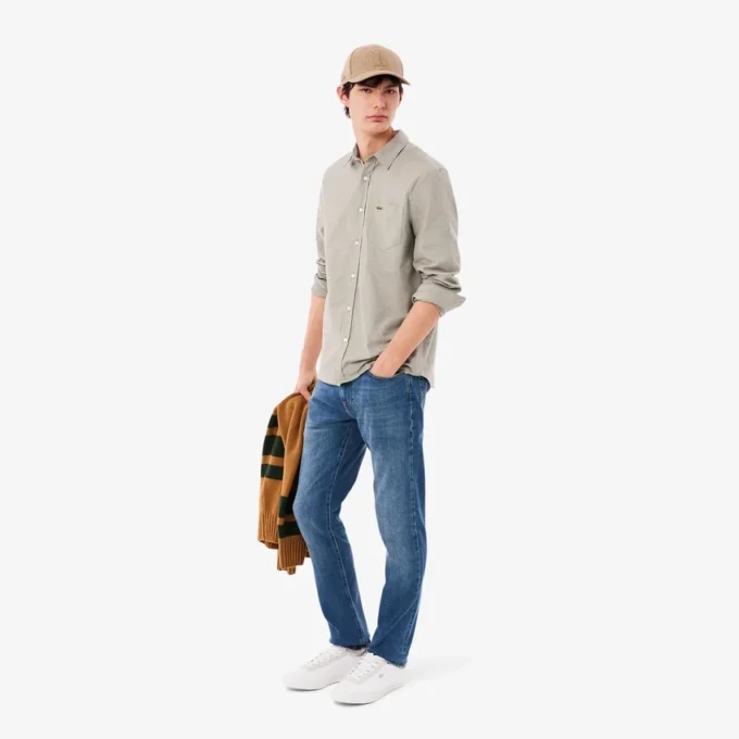 Męskie jeansy slim fit z 5 kieszeniami w kolorze indygo