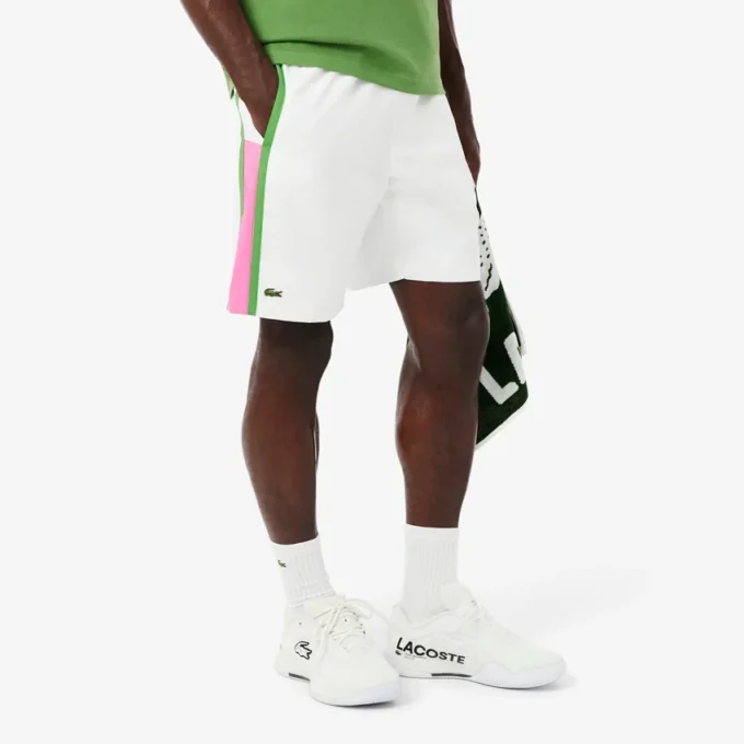 Męskie lekkie szorty tenisowe w paski w stylu color block Męskie lekkie szorty tenisowe w paski w stylu color block