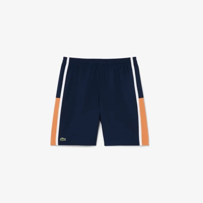 Męskie lekkie szorty tenisowe w paski w stylu color block Męskie lekkie szorty tenisowe w paski w stylu color block