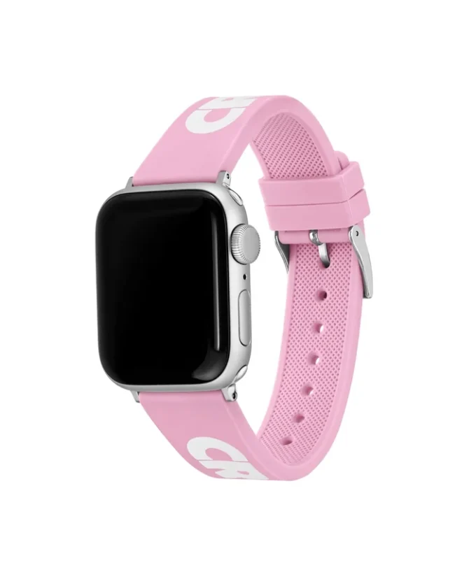Różowy silikonowy pasek do zegarka Apple Watch z nadrukiem krokodyla