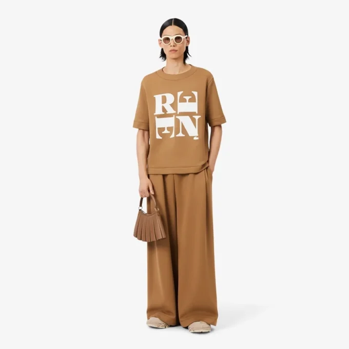 Satynowy T-shirt z nadrukiem z kolekcji Runway Satynowy T-shirt z nadrukiem z kolekcji Runway