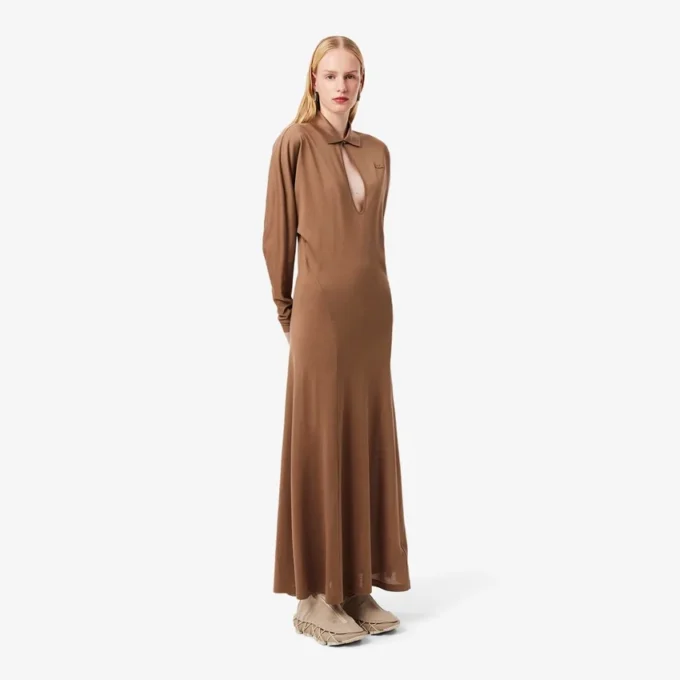 Sukienka maxi z jedwabnym kołnierzem polo z kolekcji Runway