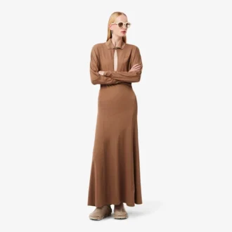 Sukienka maxi z jedwabnym kołnierzem polo z kolekcji Runway