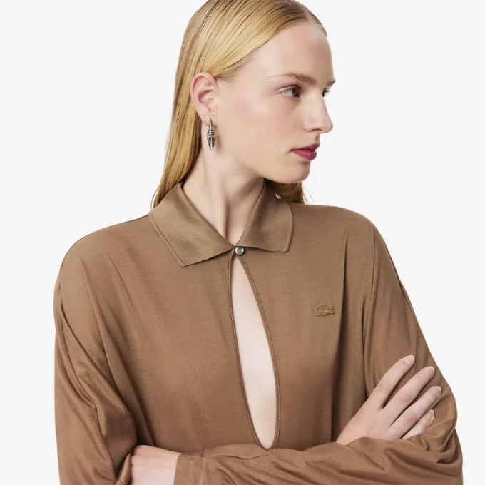 Sukienka maxi z jedwabnym kołnierzem polo z kolekcji Runway