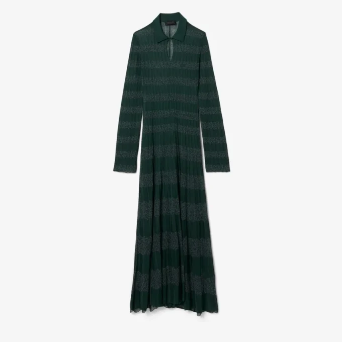 Sukienka maxi z kołnierzykiem polo i wzorem pointelle z kolekcji Runway Sukienka maxi z kołnierzykiem polo i wzorem pointelle z kolekcji Runway