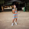 Sukienka polo bez rękawów w paski z dzianiny Petit Piqué Sukienka polo bez rękawów w paski z dzianiny Petit Piqué