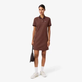 Sukienka polo damska o kroju slim fit z monogramem Sukienka polo damska o kroju slim fit z monogramem