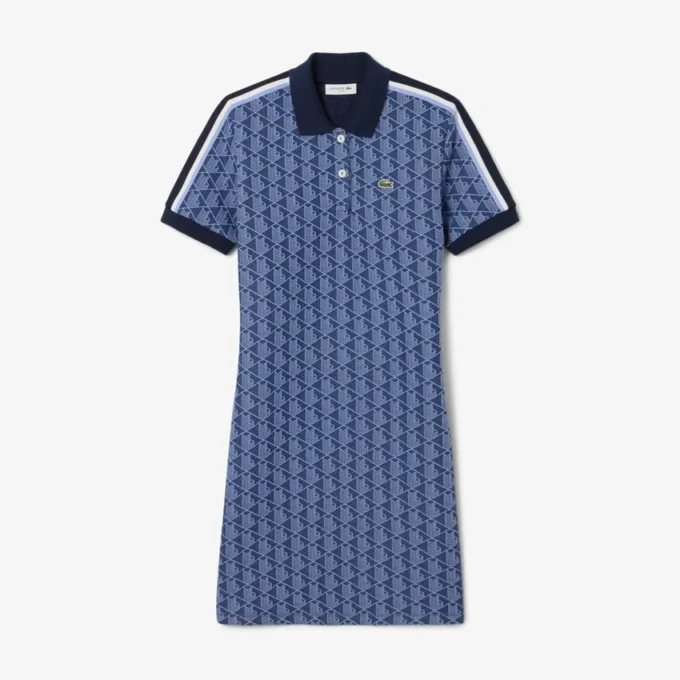 Sukienka polo damska o kroju slim fit z monogramem Sukienka polo damska o kroju slim fit z monogramem