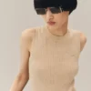 Sweter bez rękawów z dzianiny 3D z wełny merynosowej Sweter bez rękawów z dzianiny 3D z wełny merynosowej