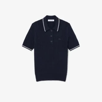 Sweter w paski z dzianiny typu cable knit i kołnierzem Koszulki Polo