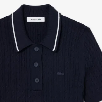 Sweter w paski z dzianiny typu cable knit i kołnierzem Koszulki Polo