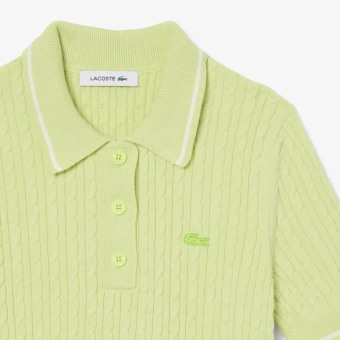 Sweter w paski z dzianiny typu cable knit i kołnierzem Koszulki Polo Sweter w paski z dzianiny typu cable knit i kołnierzem Koszulki Polo