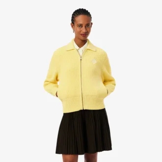 Sweter z bawełny z zamkiem i naszywką