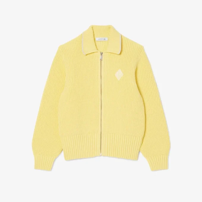 Sweter z bawełny z zamkiem i naszywką Sweter z bawełny z zamkiem i naszywką