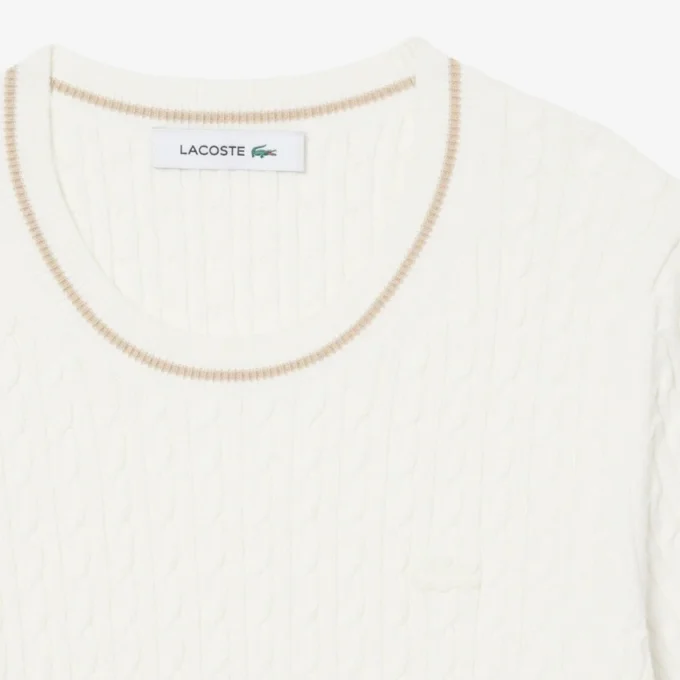 Sweter z dzianiny warkoczowej z krótkim rękawem Sweter z dzianiny warkoczowej z krótkim rękawem