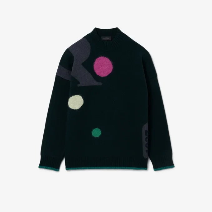 Sweter z graficznym wzorem w stylu z wybiegu