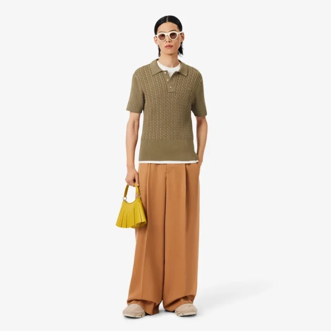Sweter z kołnierzem koszulki Polo i splotem typu cable knit z kolekcji Runway