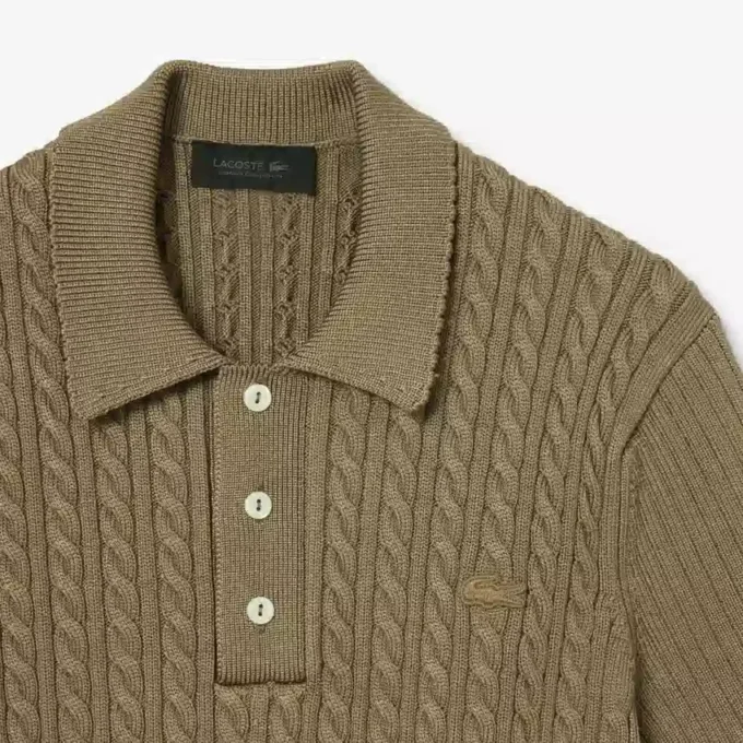 Sweter z kołnierzem koszulki Polo i splotem typu cable knit z kolekcji Runway