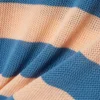 Sweter z kołnierzem koszulki Polo z dzianiny siateczkowej w paski Sweter z kołnierzem koszulki Polo z dzianiny siateczkowej w paski