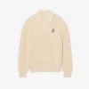 Sweter z kołnierzem koszulki Polo z prążkowanym wykończeniem w kolorze perłowym