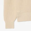 Sweter z kołnierzem koszulki Polo z prążkowanym wykończeniem w kolorze perłowym
