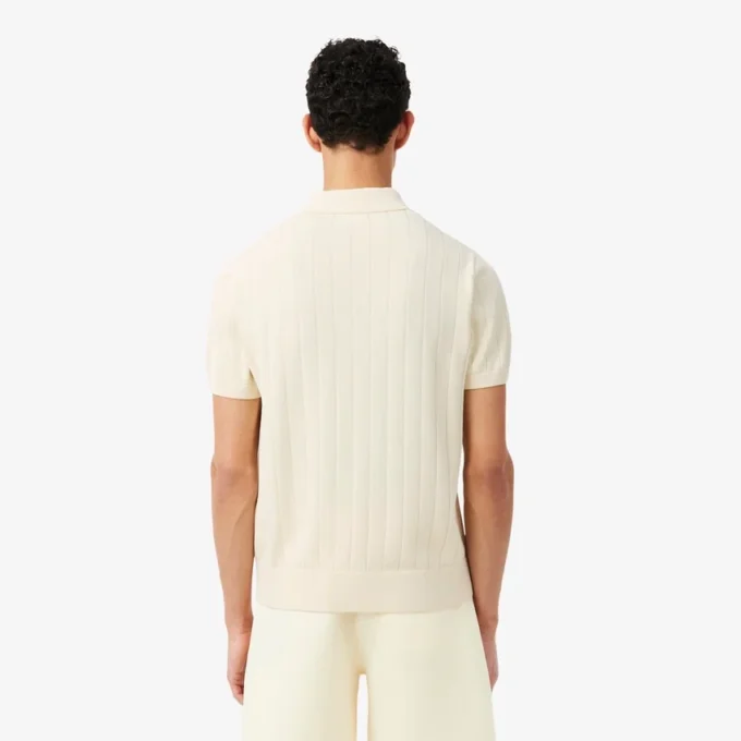 Sweter z kołnierzem koszulki Polo z płynnej dzianiny prążkowanej