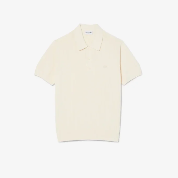 Sweter z kołnierzem koszulki Polo z płynnej dzianiny prążkowanej