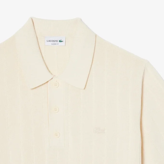 Sweter z kołnierzem koszulki Polo z płynnej dzianiny prążkowanej