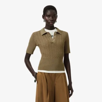Sweter z kołnierzem Polo z dzianiny typu cable z kolekcji Runway Sweter z kołnierzem Polo z dzianiny typu cable z kolekcji Runway