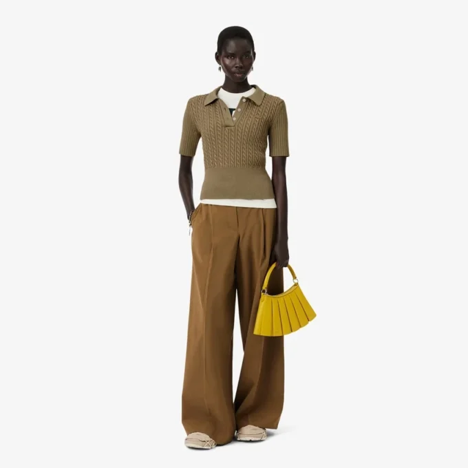 Sweter z kołnierzem Polo z dzianiny typu cable z kolekcji Runway