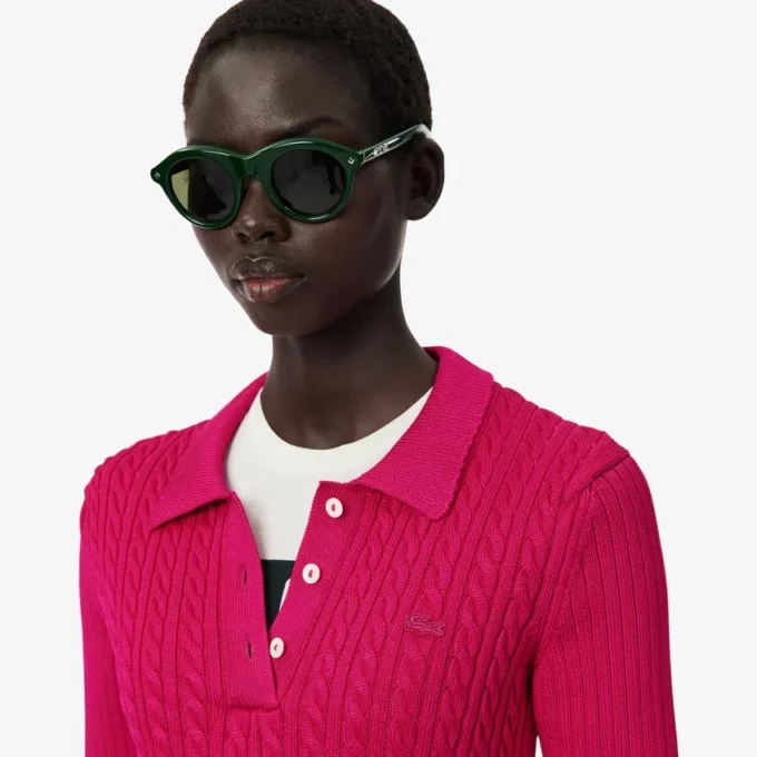 Sweter z kołnierzem Polo z dzianiny typu cable z kolekcji Runway Sweter z kołnierzem Polo z dzianiny typu cable z kolekcji Runway