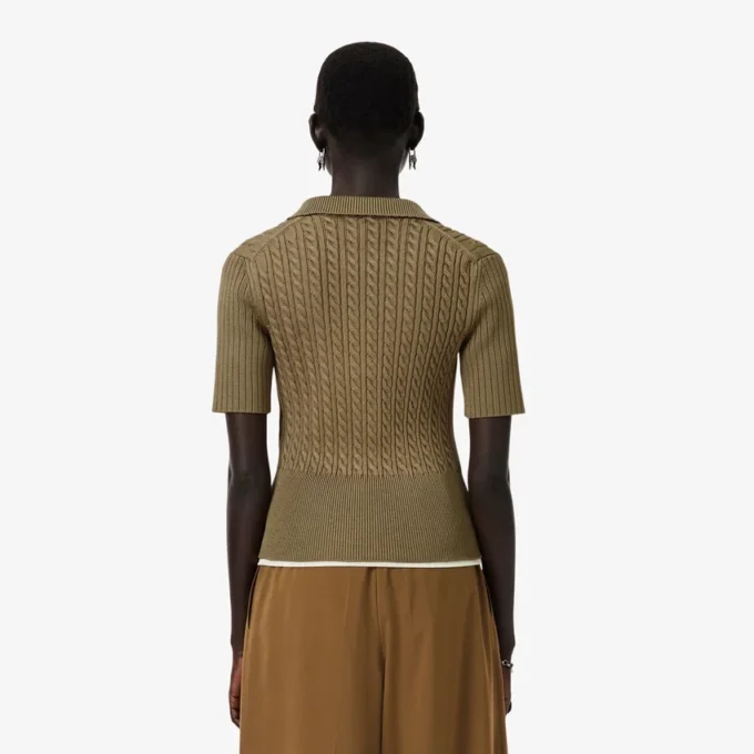 Sweter z kołnierzem Polo z dzianiny typu cable z kolekcji Runway