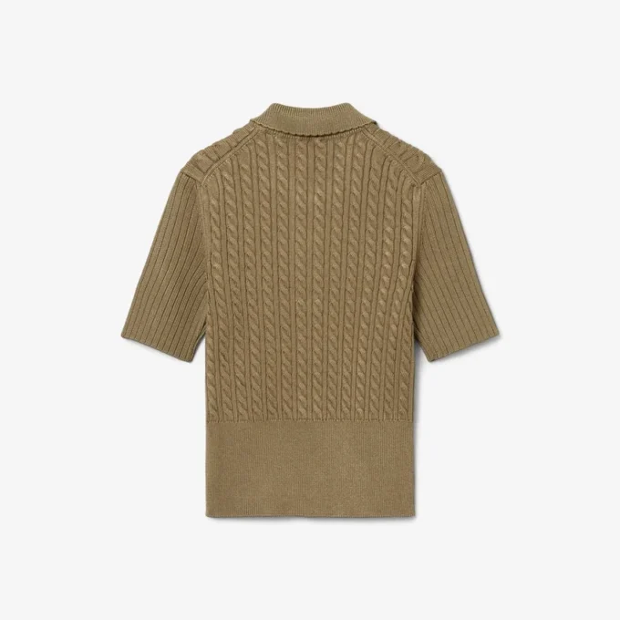 Sweter z kołnierzem Polo z dzianiny typu cable z kolekcji Runway