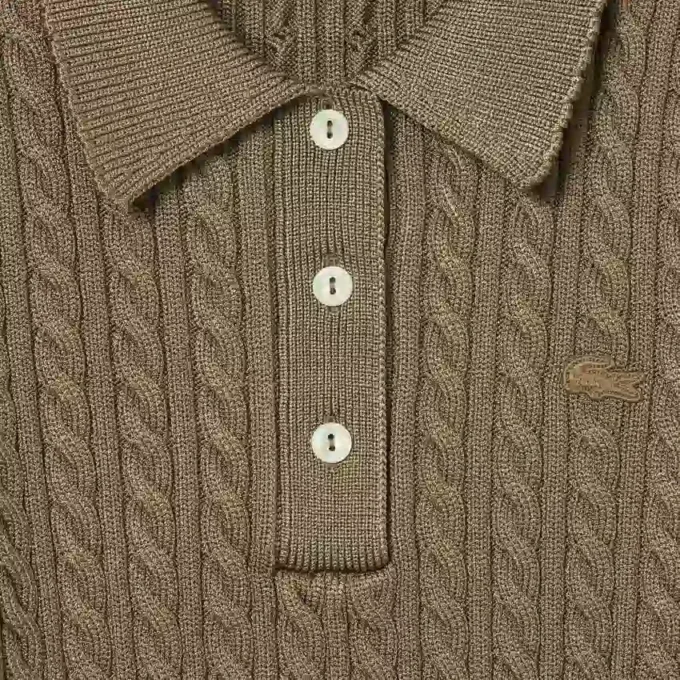 Sweter z kołnierzem Polo z dzianiny typu cable z kolekcji Runway