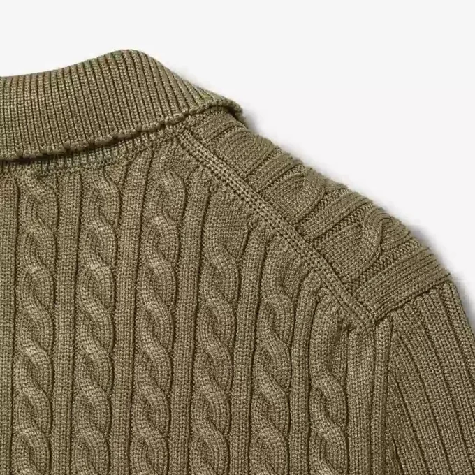 Sweter z kołnierzem Polo z dzianiny typu cable z kolekcji Runway