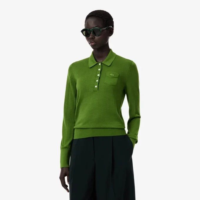 Sweter z kołnierzem Polo z wełny merynosowej z kolekcji Runway Sweter z kołnierzem Polo z wełny merynosowej z kolekcji Runway