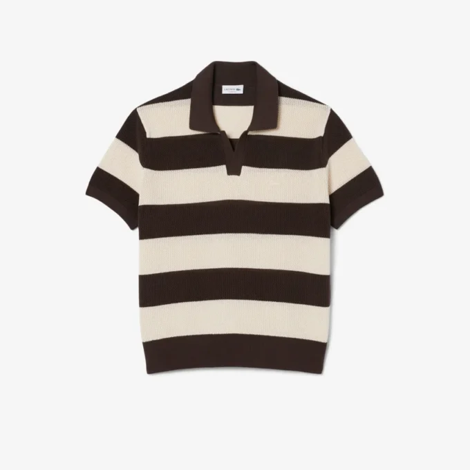 Sweter z krótkim rękawem i kołnierzykiem Koszulki Polo w paski